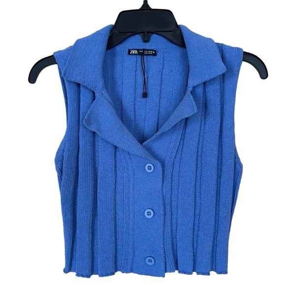 Zara Chenille Ribbed Button Up Sweater - Picture 1 of 6